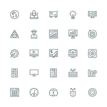 25 Medium Stroke Outline Icons for Progress Bar Graphics Modern Icon Set vector