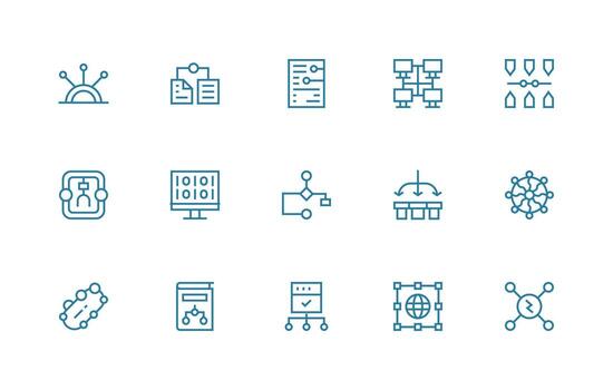 datos fluir diseño íconos presentando 15 en regular línea estilo digital icono colección vector