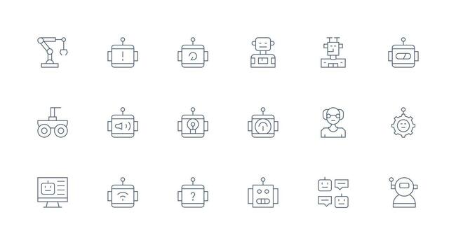 Minimal Line Icons from Robot Set with 18 Vectors Icon Pack
