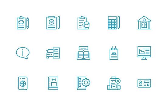 Documentation Icon Set with 15 Regular Line Graphics Editable Icon Collection vector