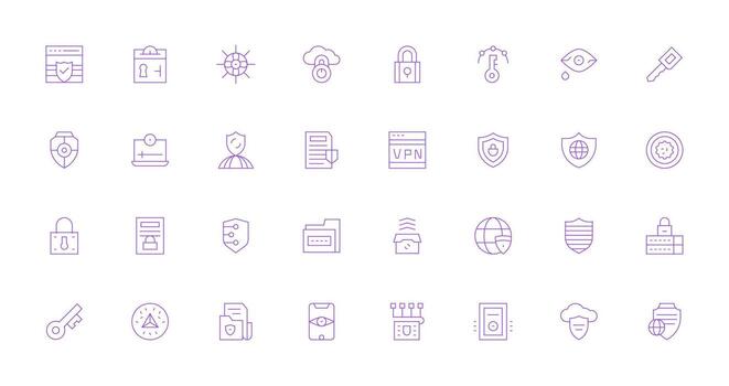 Thin Line Icons from Encryption Set with 32 Vectors High-Resolution Icons for Any Platform