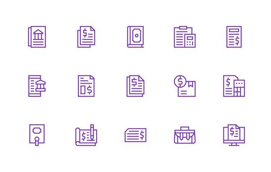 15 Regular Line Style Icons from Ledger Collection Scalable Icons for Cross-Platform Interfaces vector