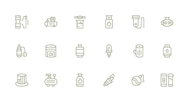 cilindro icono conjunto con 18 mínimo línea gráficos esencial icono colección vector