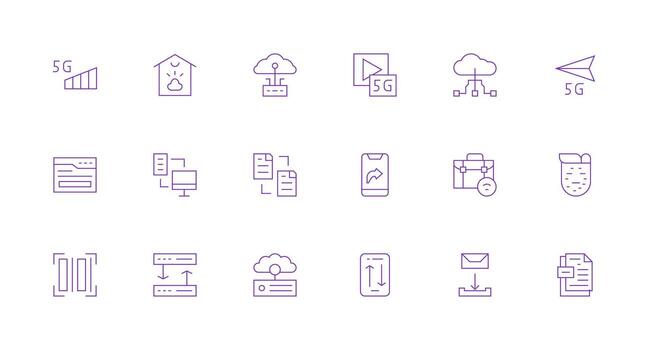 18 Icons for Download in Minimal Line Format Interface Icon Collection for Daily Projects vector