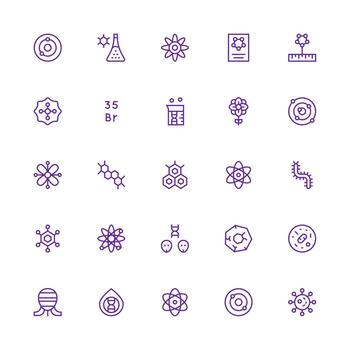 Medium Stroke Outline Icons from Molecule Set with 25 Vectors Pixel Perfect Icon Set