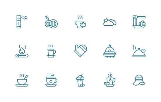 Hot Icon Set with 15 Regular Line Graphics Essential Icons for Rapid UI Building vector
