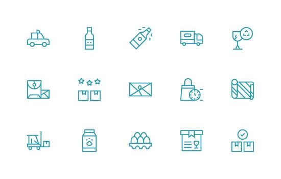 Package Design Icons featuring 15 in Regular Line Style Customizable Icon Series for Mobile Screens vector