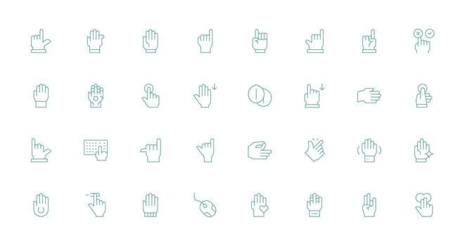 hacer clic diseño íconos presentando 32 en Delgado línea estilo pulcramente diseñado íconos para web plataformas vector