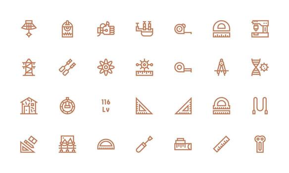 Engineering Design Icons featuring 28 in Bold Line Style Neat Icon Set vector