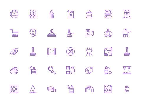 35 regular limpiar línea íconos para gas gráficos limpiar conjunto para diseño prototipos vector