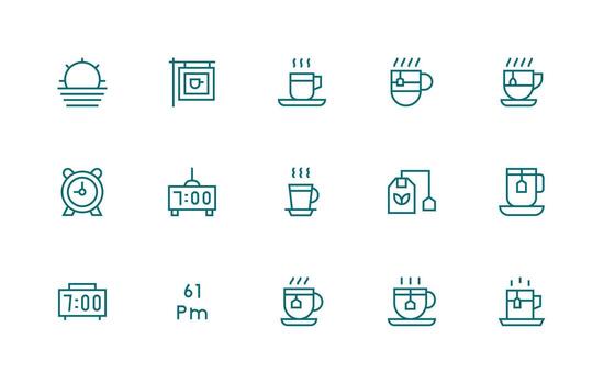 15 Regular Line Style Icons from Afternoon Collection Smart Icon Collection vector
