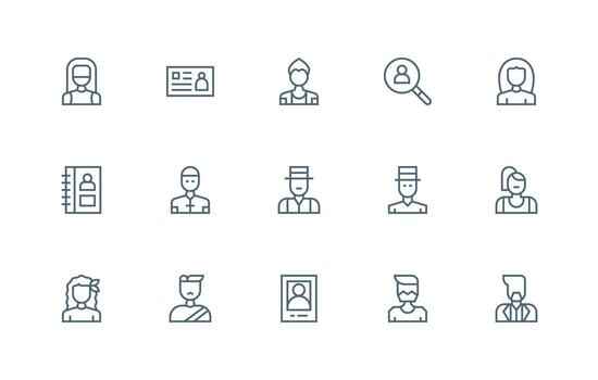 cliente presentando 15 íconos en regular línea diseño sensible icono conjunto para flexible diseños vector