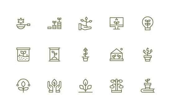 15 Icons for Seedling in Regular Line Format Detailed Icon Collection for Design Systems vector