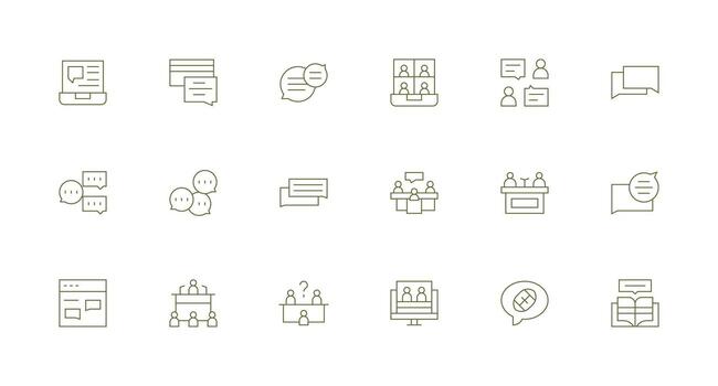 discusión icono colección con 18 mínimo línea diseños limpiar conjunto para diseño prototipos vector