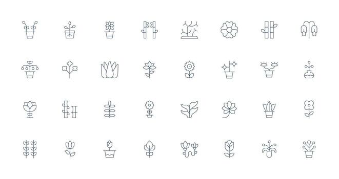 Delgado línea íconos desde vástago conjunto con 32 vectores ui y ux enfocado icono colección