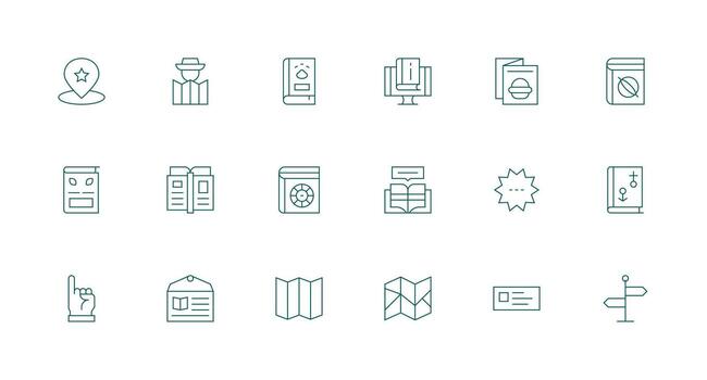 Guide Icon Set with 18 Minimal Line Graphics Icon Set vector