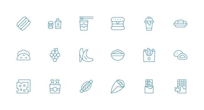 Minimal Line Style Snack Icons with 18 Vectors UI-Ready Icon Collection