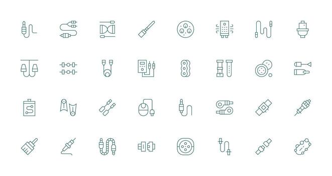 conector icono conjunto con 32 Delgado línea gráficos usuario interfaz íconos para digital productos vector
