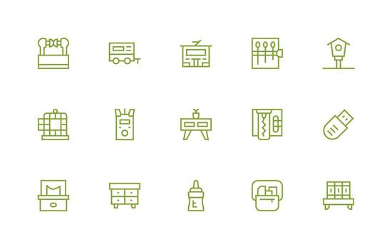 Regular Line Style Small Icons with 15 Vectors Customizable Icon Series for Mobile Screens