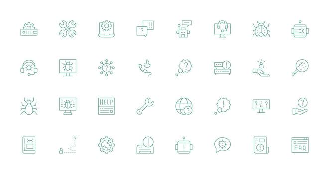 32 Thin Line Icons for Troubleshooting Graphics Glyph Icon Series vector