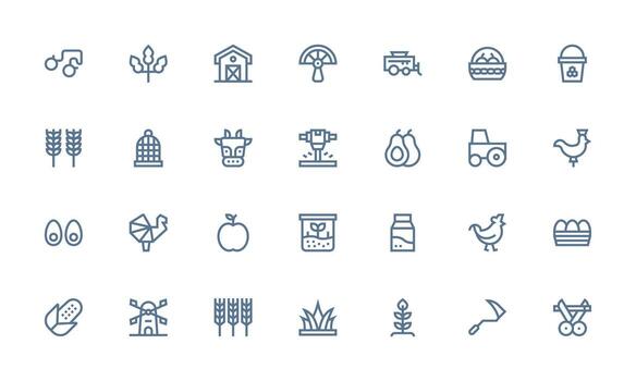 28 Bold Line Icons for Farm Graphics Full Icon Library for UI Designers vector
