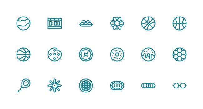 18 íconos para redondo en fuerte carrera línea formato escalable íconos para todas temas vector