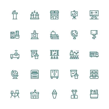 Medium Stroke Outline Style Classroom Icons with 25 Vectors Scalable Icons for Cross-Platform Interfaces