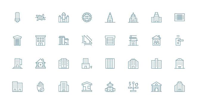 Property featuring 32 Icons in Thin Line Design Complete Icon Set for Mobile Apps vector