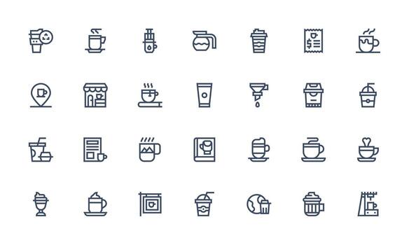 Bold Line Icons from Coffee Set with 28 Vectors Icons Built for Visual Consistency Pack