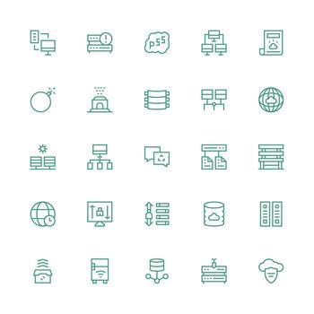 servidor incluso 25 medio carrera contorno ilustraciones limpiar icono colección para web utilizar vector