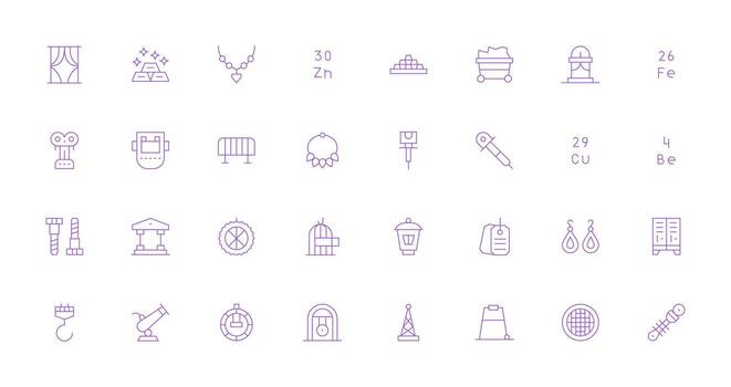 Metal Icon Collection with 32 Thin Line Designs Well-Structured Icons for Creative Use vector