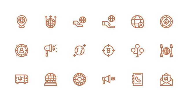 Outreach featuring 18 Icons in Strong Stroke Line Design Scalable Icons for Cross-Platform Interfaces vector