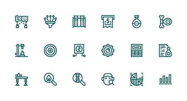 18 Icons for Analysis in Strong Stroke Line Format Style Icon Set vector