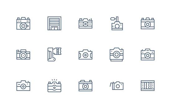 Shutter featuring 15 Icons in Regular Line Design Clean Set for Layout Prototypes vector