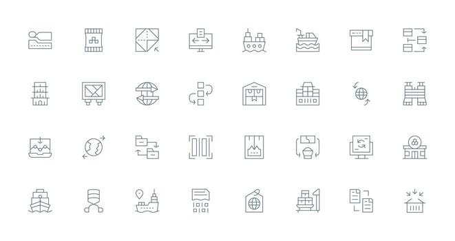 32 Thin Line Vectors for Export Theme Design Ready Icon Set for Teams