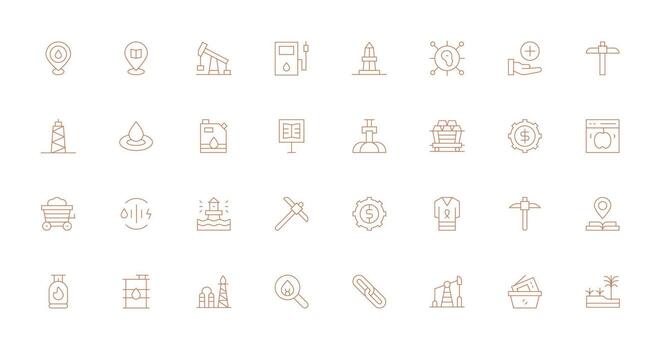 Resource including 32 Thin Line Illustrations Sharp Icons for Presentations vector