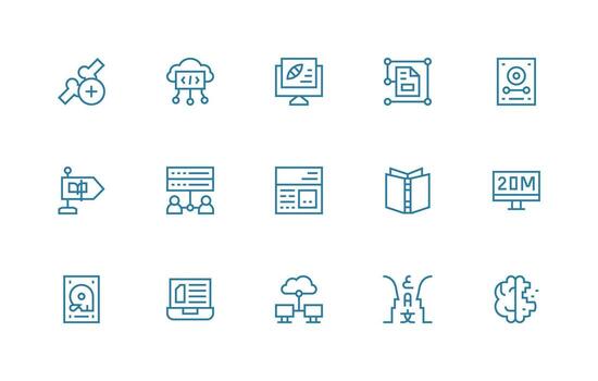 información tecnología visual paquete conteniendo 15 regular línea íconos esencial íconos para rápido ui edificio vector