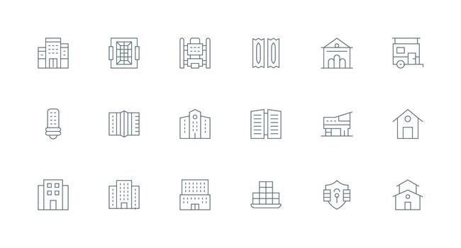 Windows Icon Collection with 18 Minimal Line Designs Fully Editable Icon Set for Web vector