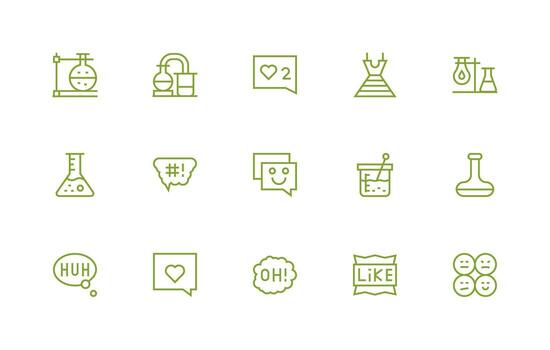 Reaction including 15 Regular Line Illustrations Flexible Icon System for Web Interfaces vector