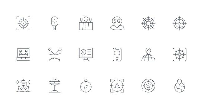 Positioning Design Icons featuring 18 in Minimal Line Style Versatile Icon Collection for Designers vector