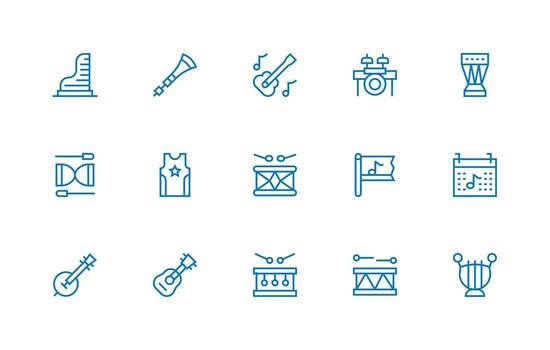 15 íconos para concierto en regular línea formato web icono colección vector