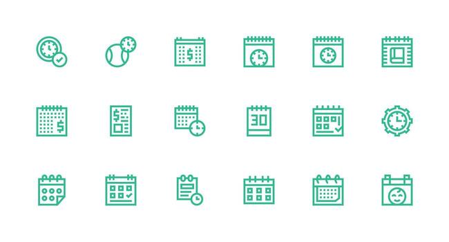 Strong Stroke Line Icons from Due Date Set with 18 Vectors App Icon Pack