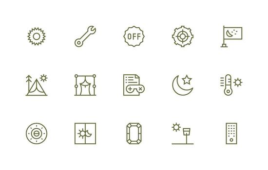 regular línea íconos desde ajuste conjunto con 15 vectores sensible icono conjunto para flexible diseños