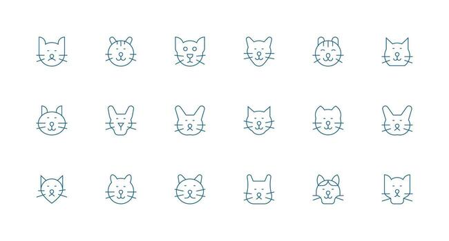 Minimal Line Icons from Feline Set with 18 Vectors Icon Set
