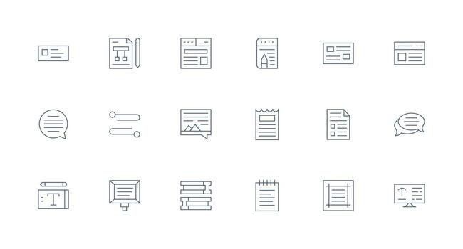 Paragraph Icon Set with 18 Minimal Line Graphics Digital Product Icons for Fast Delivery vector