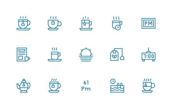Regular Line Icons from Afternoon Set with 15 Vectors Clear and Concise Icon Set Collection
