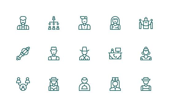 15 Regular Line Vectors for Staff Theme Multi-Style Icons for Creative Projects