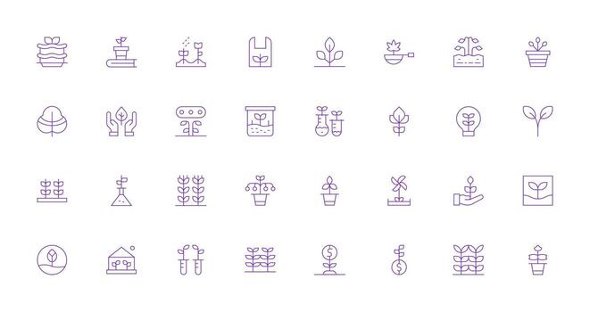 32 Icons for Seedling in Thin Line Format Multi-Purpose Icon Set vector
