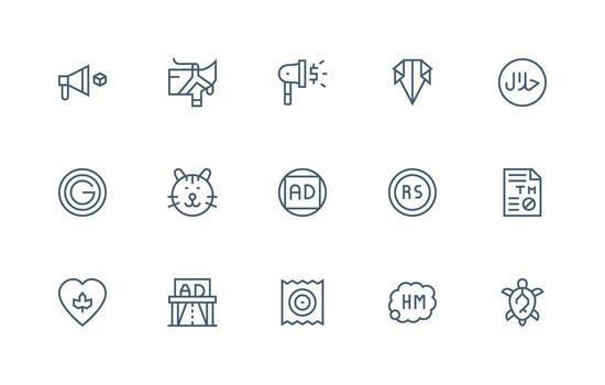 regular línea estilo marca íconos con 15 vectores interfaz íconos para diario utilizar