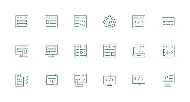 Html featuring 18 Icons in Minimal Line Design Universal Icon Pack vector